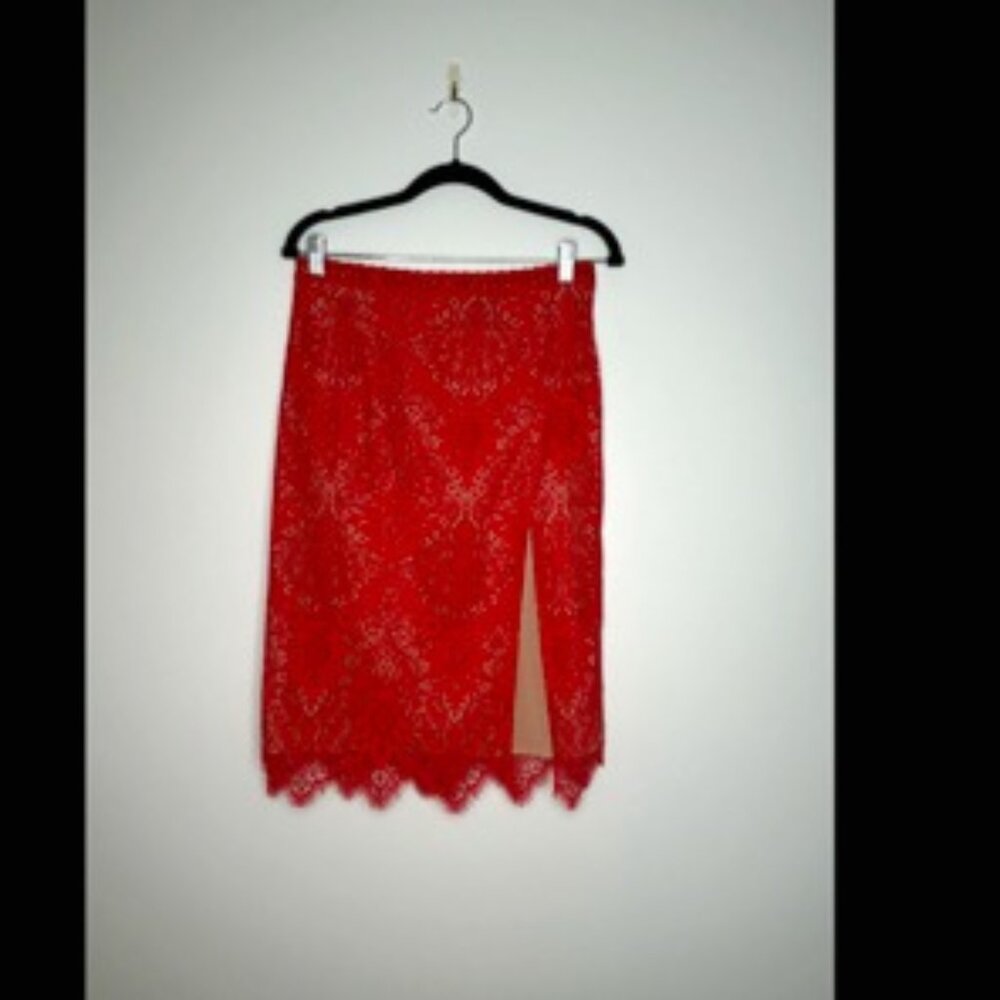 Majorelle Red Lace Skirt SIZE M